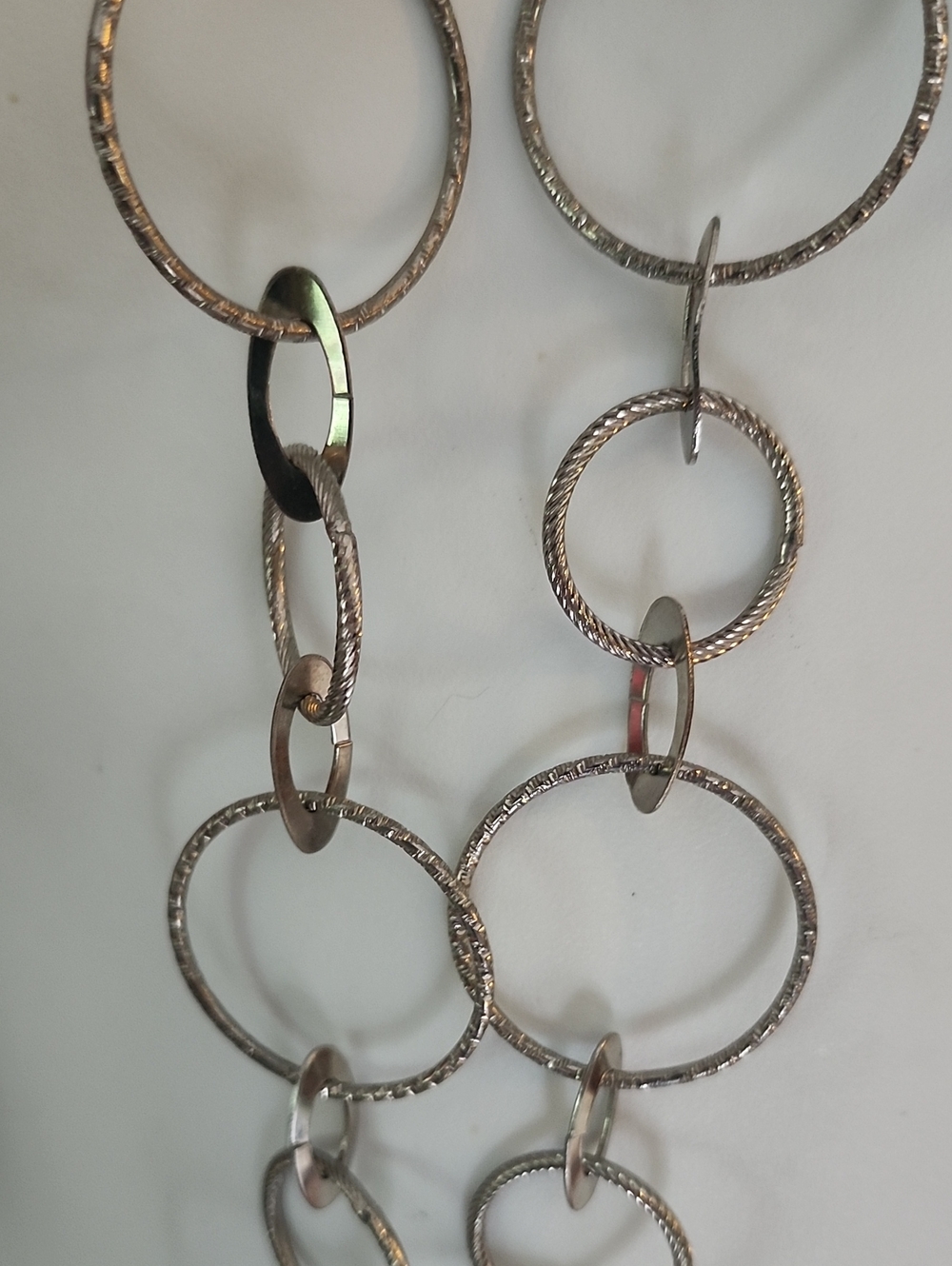 Layered Open Circle Link Necklace - Silver Tone - Picture 5 of 16